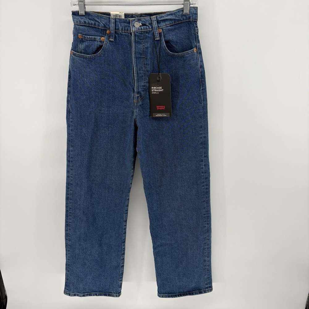 New Levi's Premium Ribcage Straight Ankle Jeans High Rise Stretch Women 28x27
